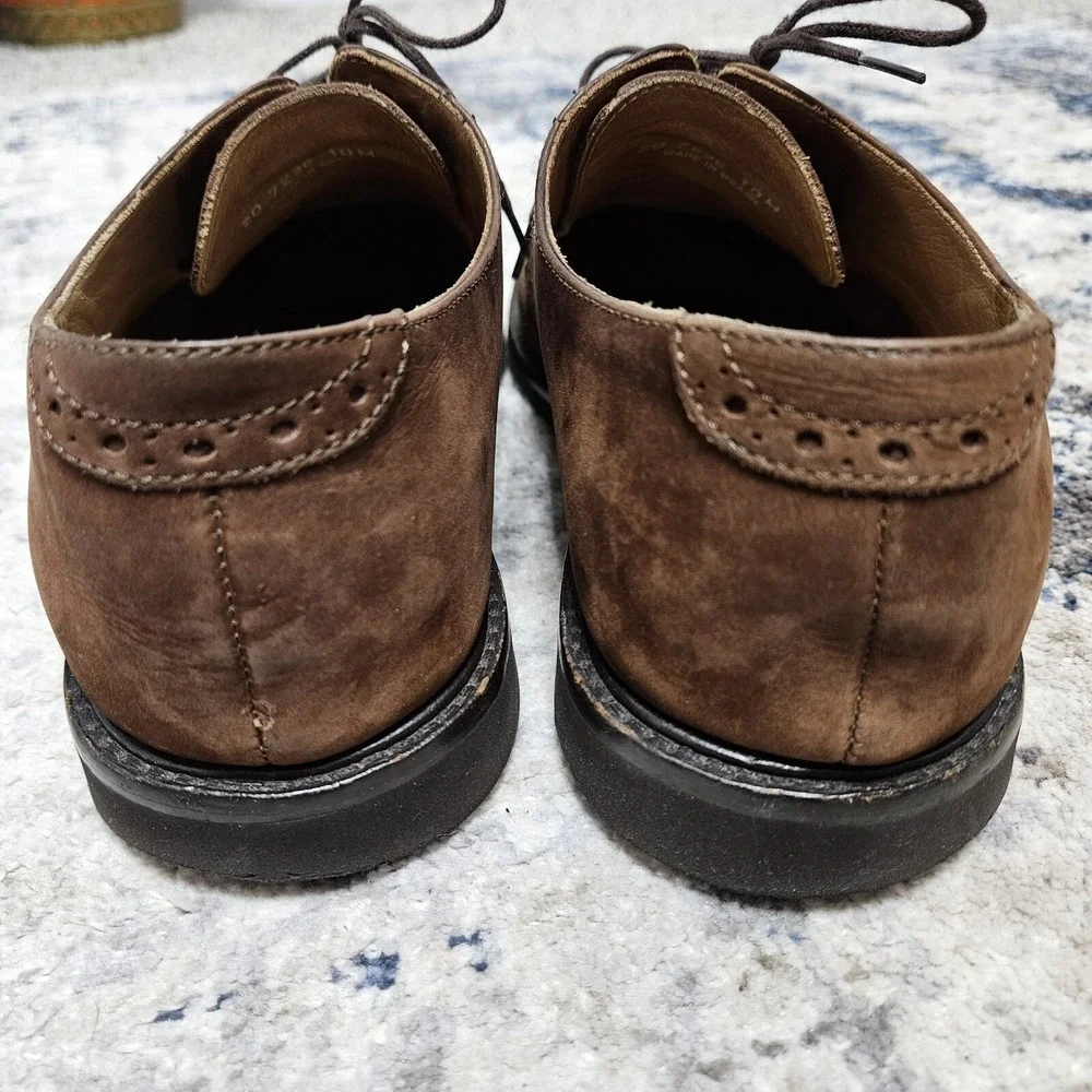 Johnston & Murphy Dress Shoes Mens 10M Brown Suede Cap‎ Toe Brogue Brazil Preppy
